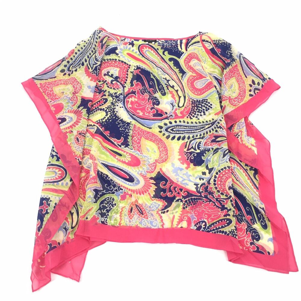 Talbots 100% Silk Chiffon Beach Summer Blouse Size S/M Pink Womens Coverup Top